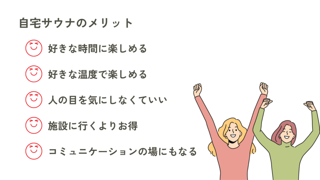 自宅サウナのメリットをまとめた図